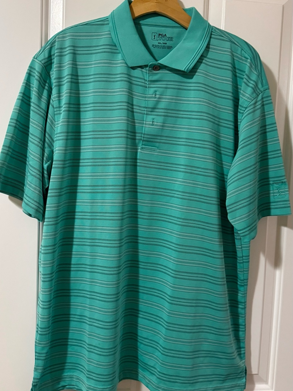 PGA Tour Men’s Teal Striped Polo Shirt xl